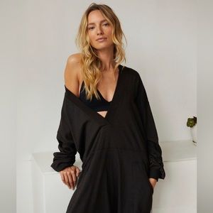 Free People NWOT Just Because Onesie, Black Size Small